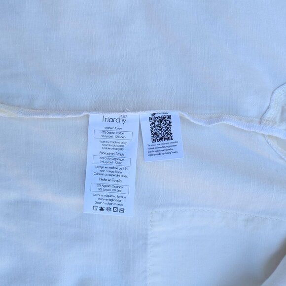 Triarchy Women's White Long Sleeve Shirt Oversized Organic Cotton Blend Size S - Picture 7 of 7